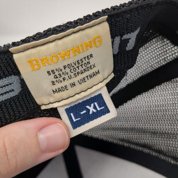 Browning Baseball Cap Gray Size XL Embroidered Mesh Back 6 Panel Flexfit - Picture 9 of 9